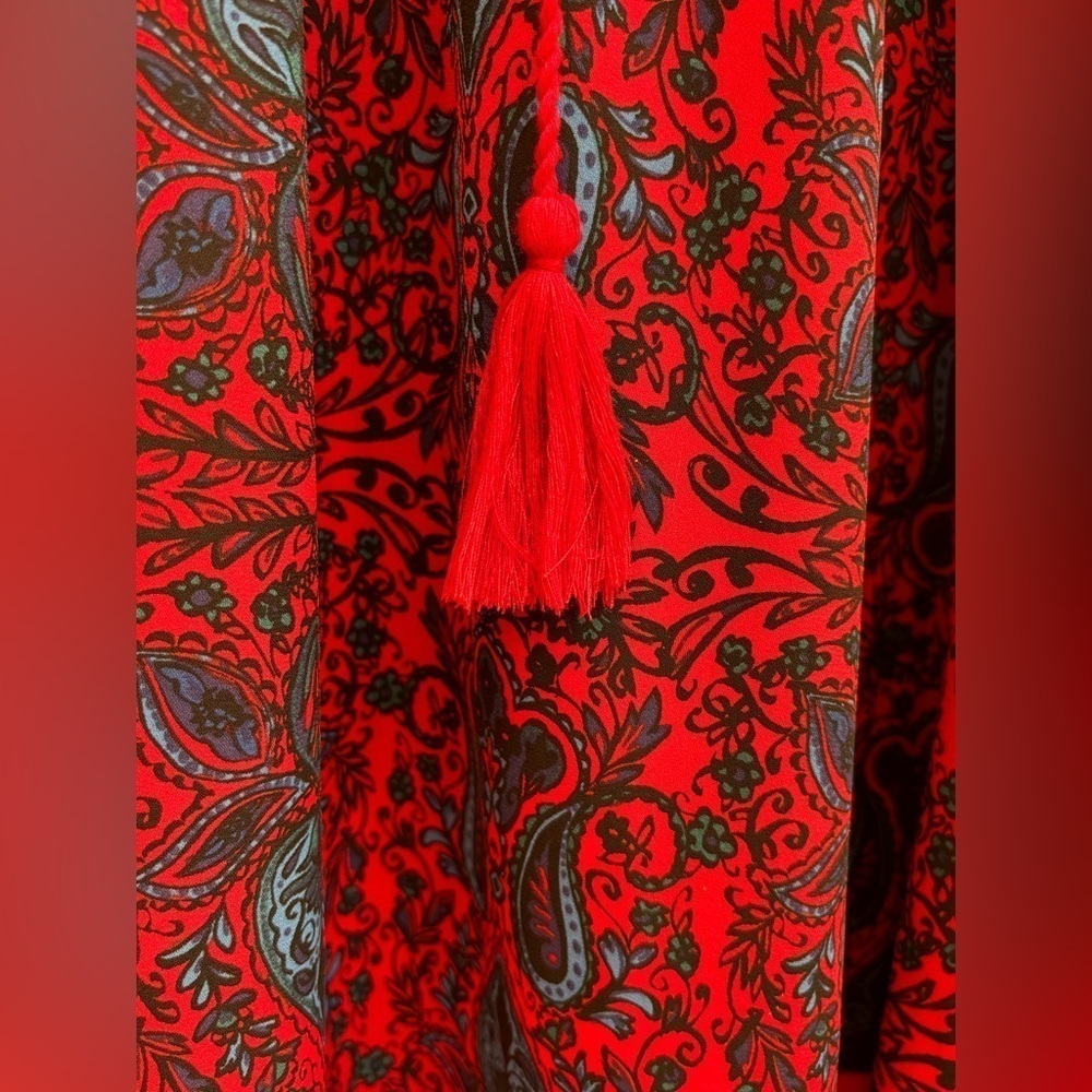 Desigual “Sigrid” sleeveless midi/ maxi patterned dress with ruffles & tassels! - Picture 7 of 9